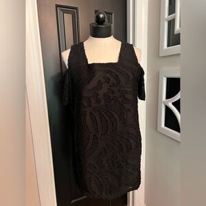 Lulu-B Black Short Sleeve Cold Shoulder Top